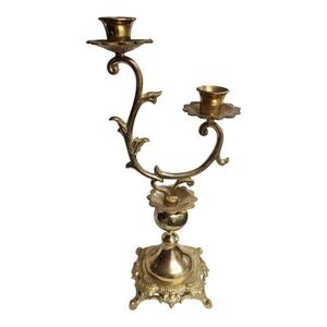 Vintage Hollywood Regency Style Double Taper Centerpiece Candle Holder 12+" Tall